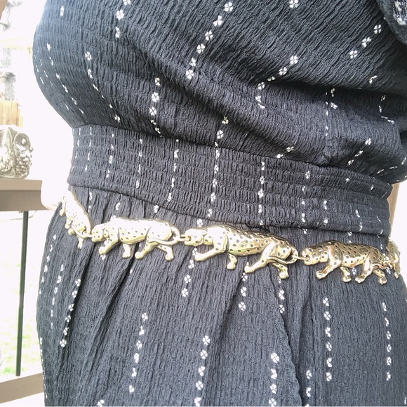 Gold Panther Cat Belt Lux Vintage - Picture 2 of 4